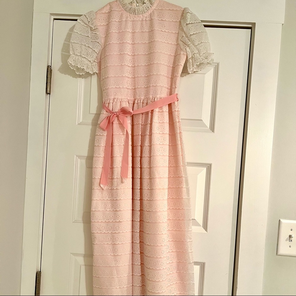 Girls Vintage Eyelet over Pink “dressy” dress.
